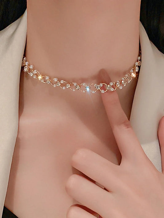 Buy SHEIN 1pc Imitation Faux Pearl Women Choker Necklace in Pakistan