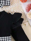 Buy SHEIN 1pc Infant/Toddler Girls' Cute Patchwork Long Sleeve Romper, Thin For Spring & Autumn in Pakistan