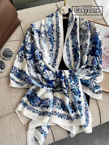 Buy SHEIN 1pc Ladies Imitated Silk Printed Scarf For Outdoor & Beach Activities Sunscreen Shawl, All-Matched Fashion Accessory in Pakistan