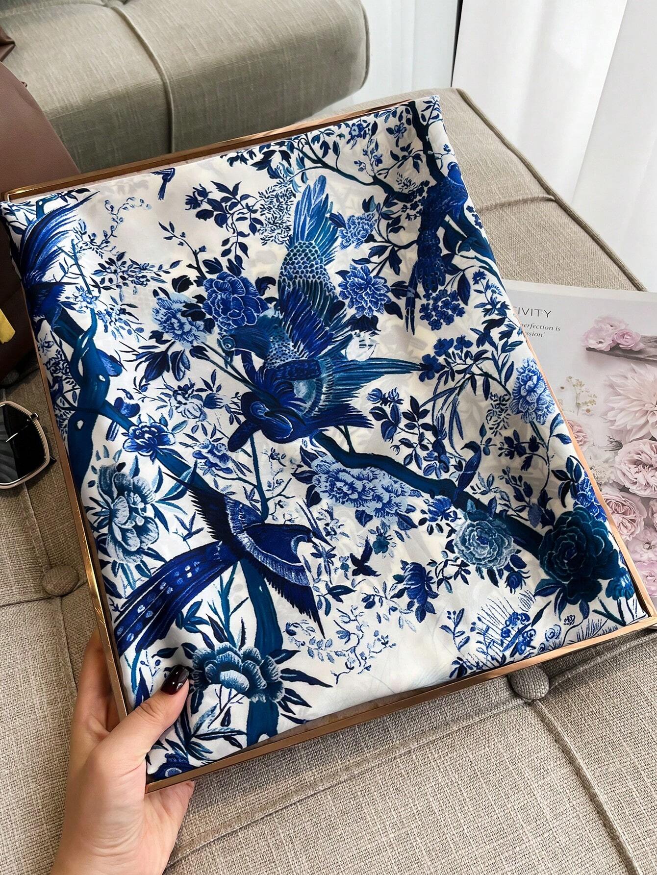 Buy SHEIN 1pc Ladies Imitated Silk Printed Scarf For Outdoor & Beach Activities Sunscreen Shawl, All-Matched Fashion Accessory in Pakistan