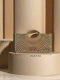 Buy SHEIN 1pc Luxury Rhinestone Chain Shoulder Bag, Evening Party Gold Stripes Clutch For Women in Pakistan