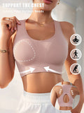 Buy SHEIN 1pc Pink Seamless Sports Bra With Backless Design, Elastic Women Solid Color Underwear For Outdoor Wear in Pakistan