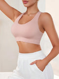Buy SHEIN 1pc Pink Seamless Sports Bra With Backless Design, Elastic Women Solid Color Underwear For Outdoor Wear in Pakistan