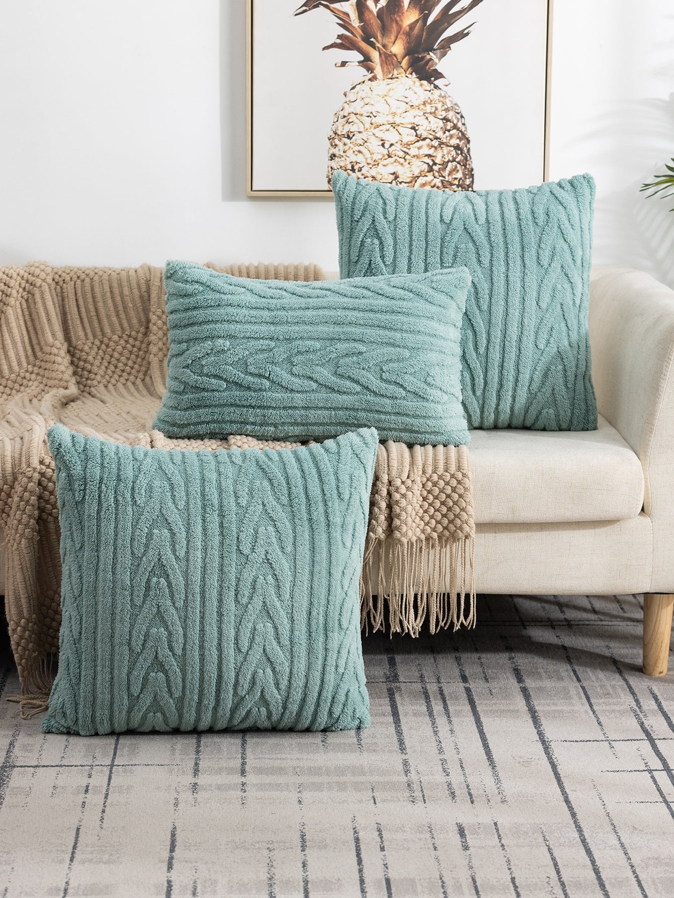 Buy SHEIN 1pc Plush Stripe Pillowcase in Pakistan