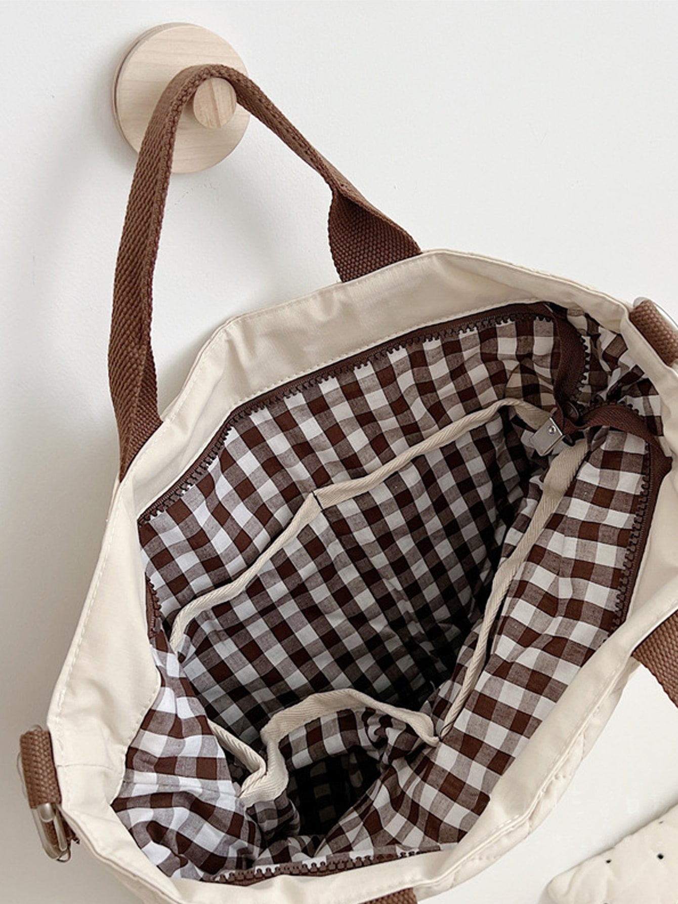 Buy SHEIN 1pc Quilted Diaper Bag With Embroidered Cartoon Bear Design, White, Portable Maternity Travel Bag With Detachable Shoulder Strap For Mommy in Pakistan