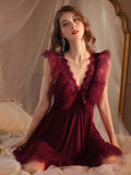 Buy SHEIN 1pc Sexy Lace Patchwork Sheer Mesh Suspender Nightgown, Women Christmas Party Sleepwear in Pakistan
