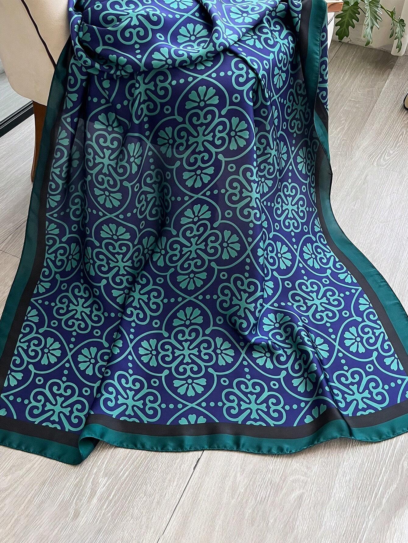 Buy SHEIN 1pc Silk-Like Pattern Printed Women's Scarf, Versatile Fashionable Shawl Perfect For Outdoor Beach And Sun Protection in Pakistan