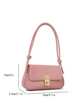Buy 1pc Solid Color Pu Shoulder Bag With Metal Lock And Adjustable Strap in Pakistan
