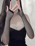 Buy SHEIN 1pc Solid Fishnet Fingerless Gloves in Pakistan