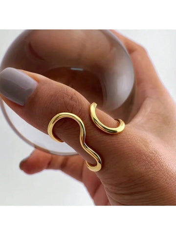Buy SHEIN 1pc Stainless Steel Gold Color Ring Colorfast Popular Party Personalized Exaggerated Charms Jewelry Women in Pakistan