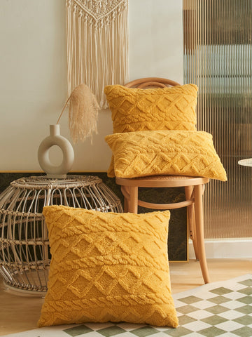 Buy SHEIN 1pc Tufted Cushion Cover Without Filler, Yellow Throw Pillow Case, Pillow Insert Not Include, For Sofa, Home Decor in Pakistan