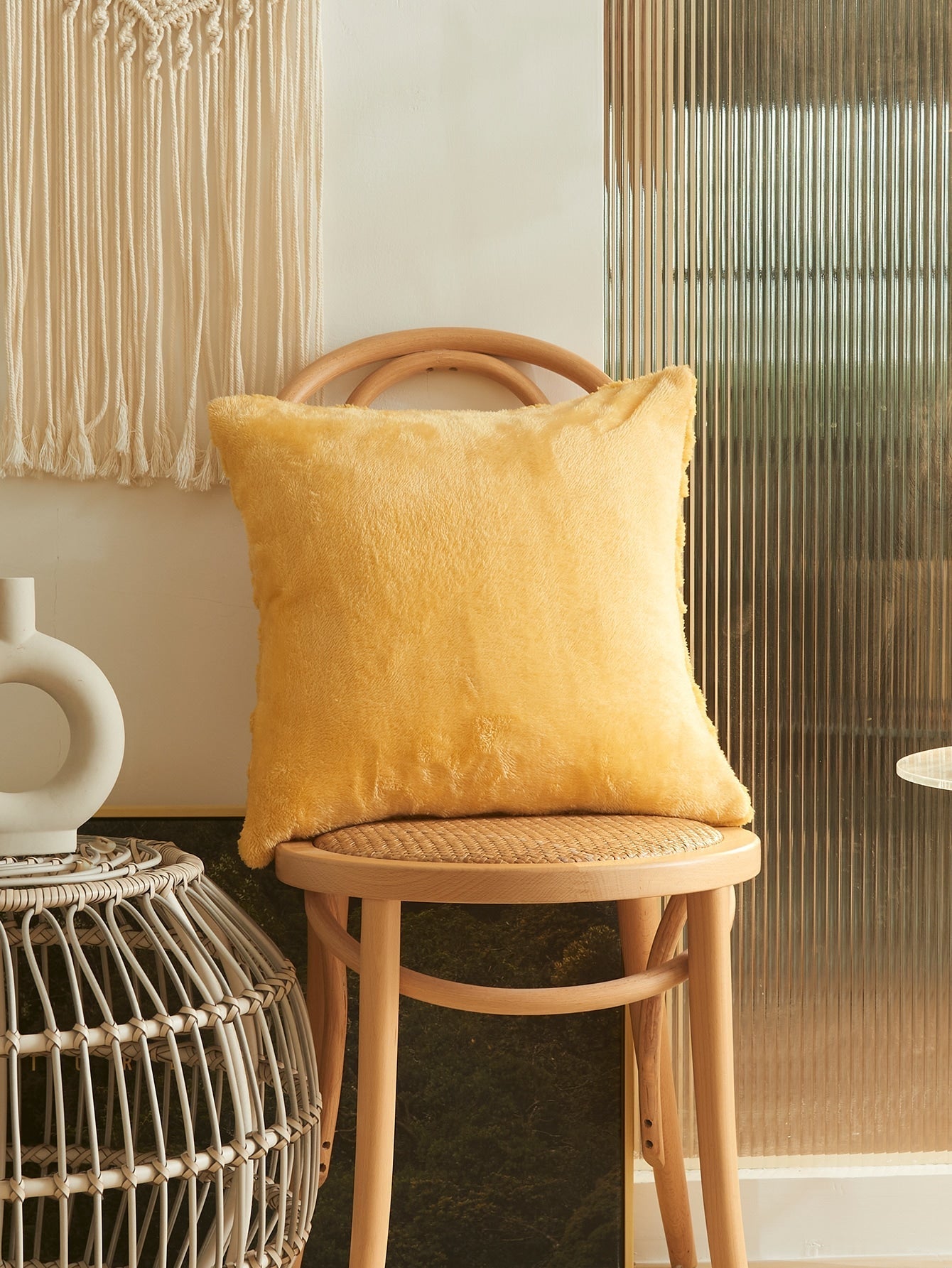 Buy SHEIN 1pc Tufted Cushion Cover Without Filler, Yellow Throw Pillow Case, Pillow Insert Not Include, For Sofa, Home Decor in Pakistan