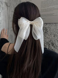 Buy SHEIN 1pc White Gauze Bowknot Hair Tie With Spring Clip For Back Head, Hairpin Hairaccessory For Women With High-Grade Feeling Cute in Pakistan