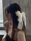 Buy SHEIN 1pc White Gauze Bowknot Hair Tie With Spring Clip For Back Head, Hairpin Hairaccessory For Women With High-Grade Feeling Cute in Pakistan