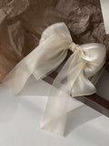 Buy SHEIN 1pc White Gauze Bowknot Hair Tie With Spring Clip For Back Head, Hairpin Hairaccessory For Women With High-Grade Feeling Cute in Pakistan