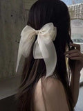 Buy SHEIN 1pc White Gauze Bowknot Hair Tie With Spring Clip For Back Head, Hairpin Hairaccessory For Women With High-Grade Feeling Cute in Pakistan