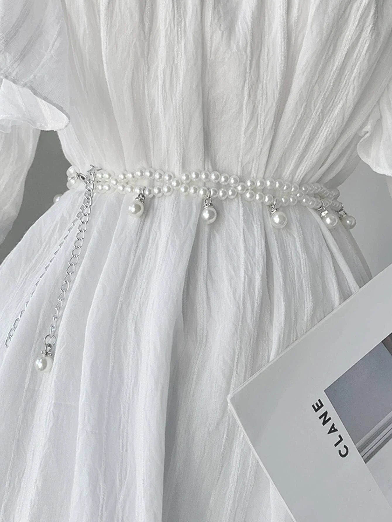 Buy SHEIN 1pc Women Faux Pearl Beaded Elegant Belt For Dress Decoration in Pakistan