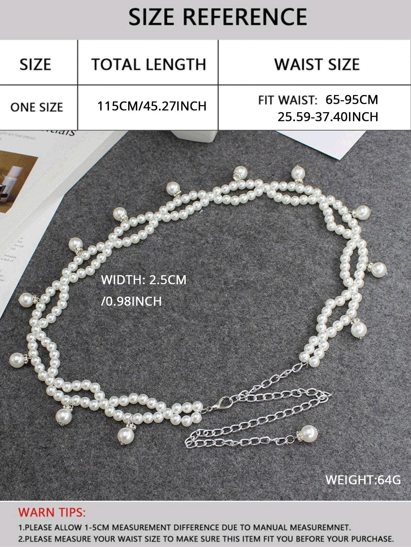 Buy SHEIN 1pc Women Faux Pearl Beaded Elegant Belt For Dress Decoration in Pakistan