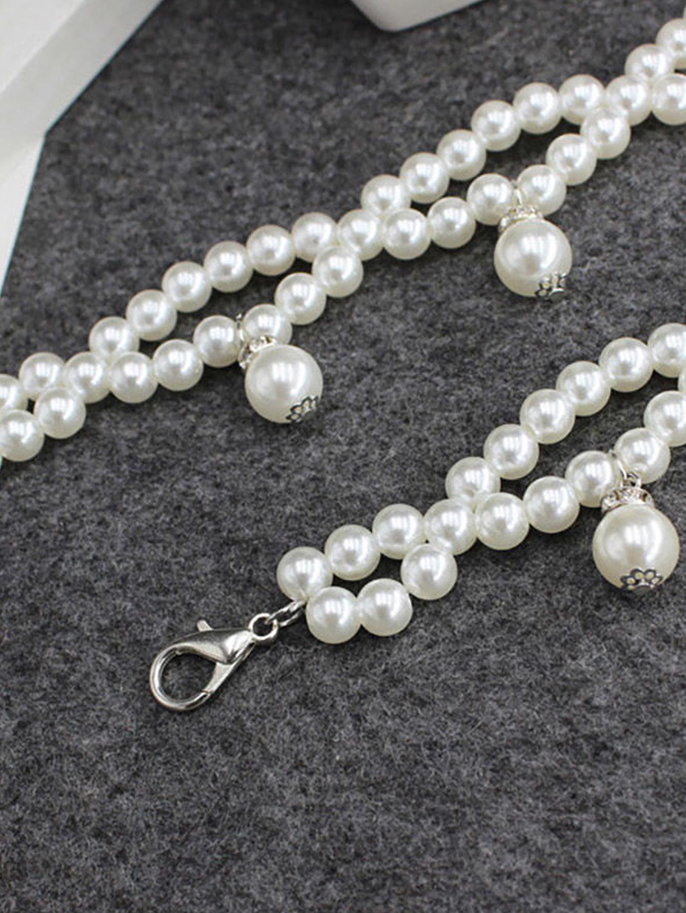 Buy SHEIN 1pc Women Faux Pearl Beaded Elegant Belt For Dress Decoration in Pakistan