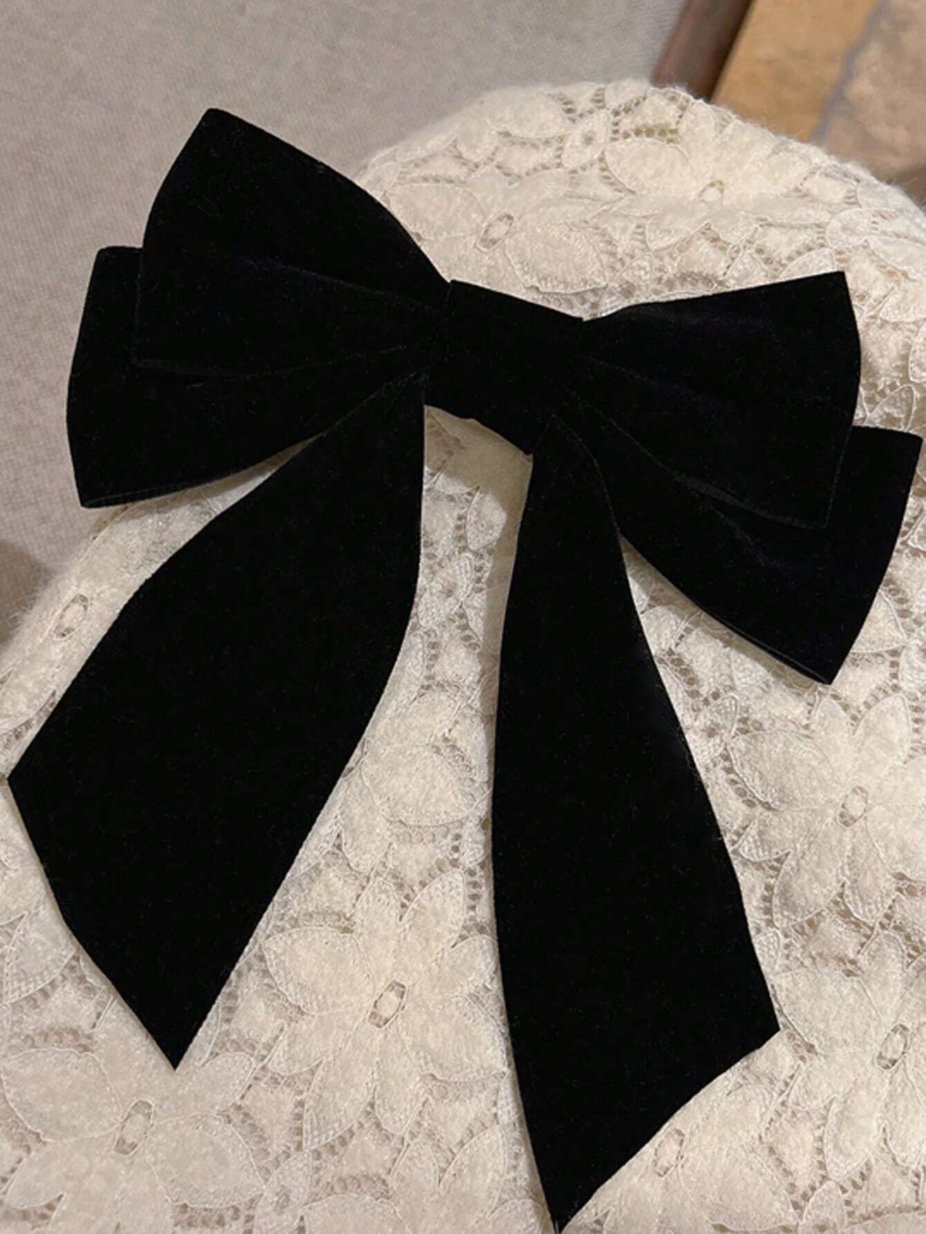 Buy SHEIN 1pc Women's Black Rose Velvet Ribbon Bow Hair Clip Claw, Suitable For Daily Hair Dressing, Clothing Matching And Accessorizing Cute in Pakistan