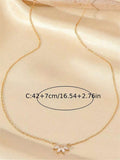 Buy SHEIN 1pc Women's Copper Zirconia Circle Link & Bow Pendant Necklace, Everyday & Gift in Pakistan