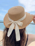 Buy SHEIN 1pc Women's Fashionable Straw Hat With Bowknot Decoration, Elegant Bohemian Sun Protection Beach Hat Suitable For Beach, Travel, Daily Wear And Parties in Pakistan