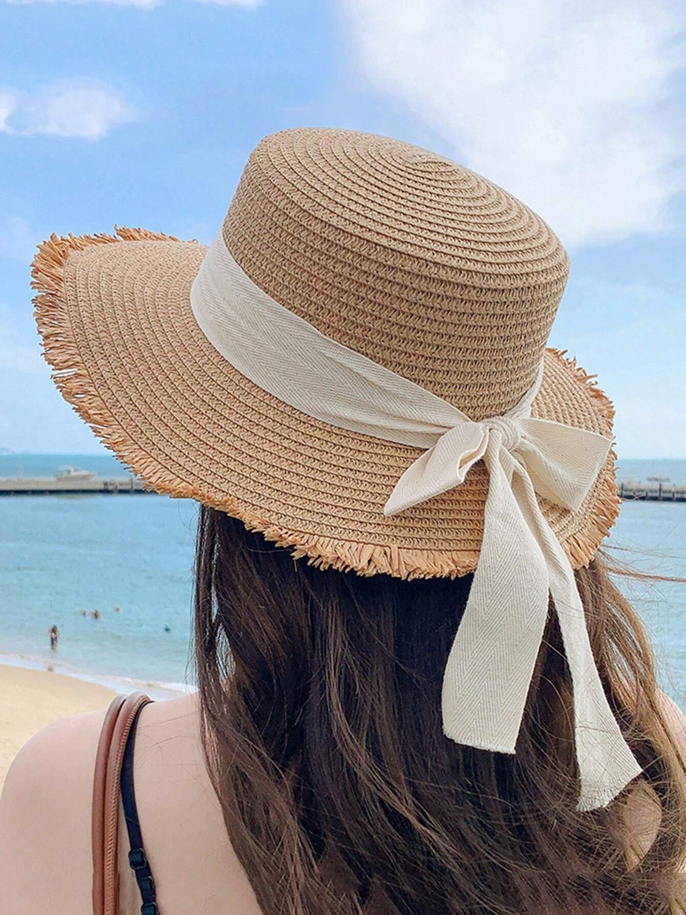 Buy SHEIN 1pc Women's Fashionable Straw Hat With Bowknot Decoration, Elegant Bohemian Sun Protection Beach Hat Suitable For Beach, Travel, Daily Wear And Parties in Pakistan