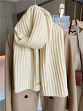 Buy SHEIN 1pc Women's Solid Color Thick Knitted Wool Scarf With Decoration, Winter Neck Warmer in Pakistan