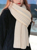 Buy SHEIN 1pc Women's Solid Color Thick Knitted Wool Scarf With Decoration, Winter Neck Warmer in Pakistan