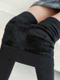 Buy SHEIN 1pc Women's Thickened Velvet Warm Tights, Autumn And Winter Black Trousers And Leggings in Pakistan