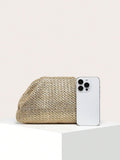 Buy 1pc Women's Woven Pleated Stripe Cloud Pattern Clutch With Color Block Design in Pakistan
