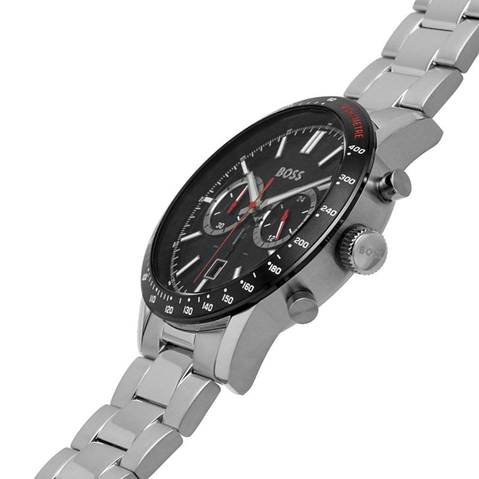 Buy Hugo Boss Mens Allure Chronograph Black Dial Silver Stainless Steel Strap Watch - 1513922 in Pakistan