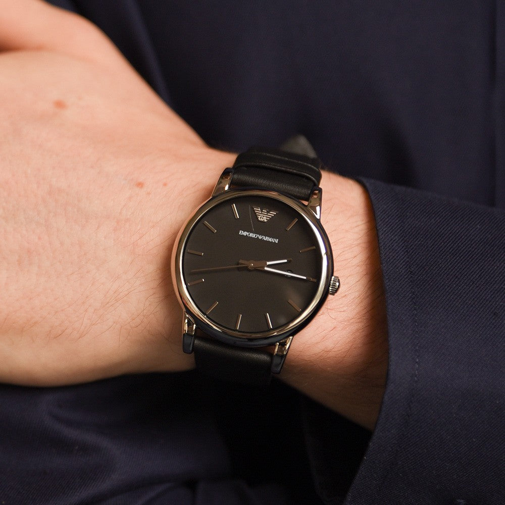 Buy Emporio Armani Luigi Black Dial Black Leather Strap Watch for Men - AR1692 in Pakistan