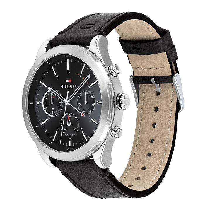 Buy Tommy Hilfiger Mens Quartz Black Leather Strap Black Dial 44mm Watch - 1791740 in Pakistan
