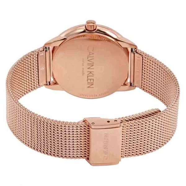 Buy Calvin Klein Womens Swiss Made Quartz Rose Gold Stainless Steel Black Dial 35mm - K3M22621 in Pakistan