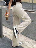 Buy SHEIN 2024 Women's Retro Casual Solid Color Side Pockets Straight-Leg Cargo Pants in Pakistan