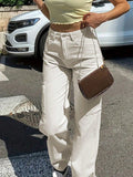 Buy SHEIN 2024 Women's Retro Casual Solid Color Side Pockets Straight-Leg Cargo Pants in Pakistan