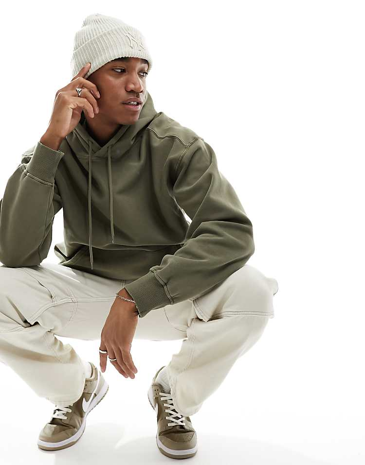 Buy Basic Loose Fit Hoodie - Olive Green in Pakistan