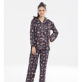Buy Sajiero Silk Pajama Suit with Scrunchie - Dark Fleur in Pakistan