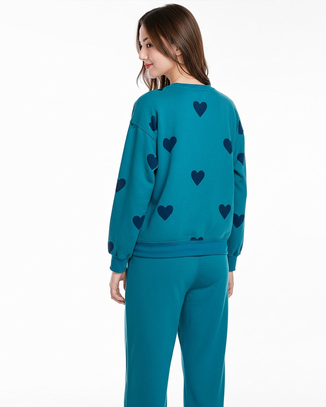 Buy Sajiero Fleece Pajama Set – Heart Cozy - Sea Green in Pakistan