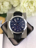 Buy Grant Navy Blue Dial Black Leather Strap Watch For Men in Pakistan