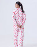 Buy Sajiero Silk Pajama Suit with Scrunchie - Lush Lips in Pakistan