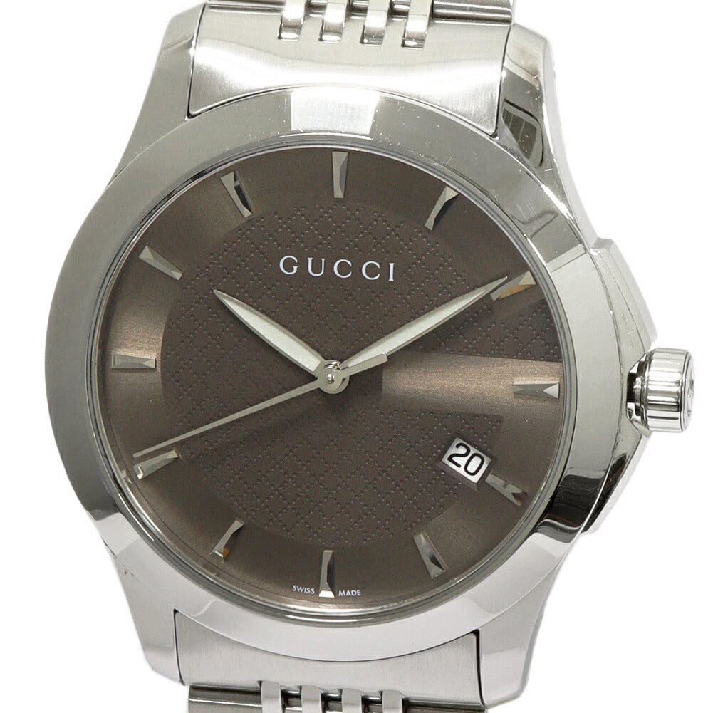 Buy Gucci G Timeless Brown Diamond Dial Silver Steel Strap Watch for Men - YA126412 in Pakistan