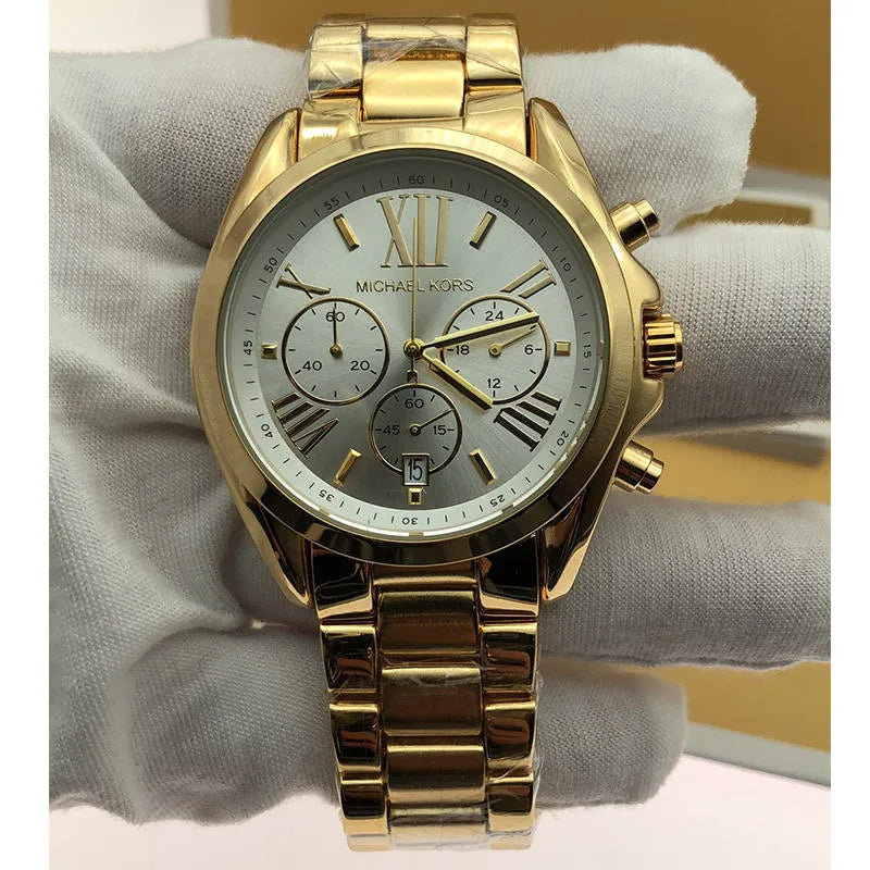 Buy Michael Kors Runway Gold Stainless Steel Gold Dial Chronograph Quartz Watch For Ladies - Mk5777 in Pakistan