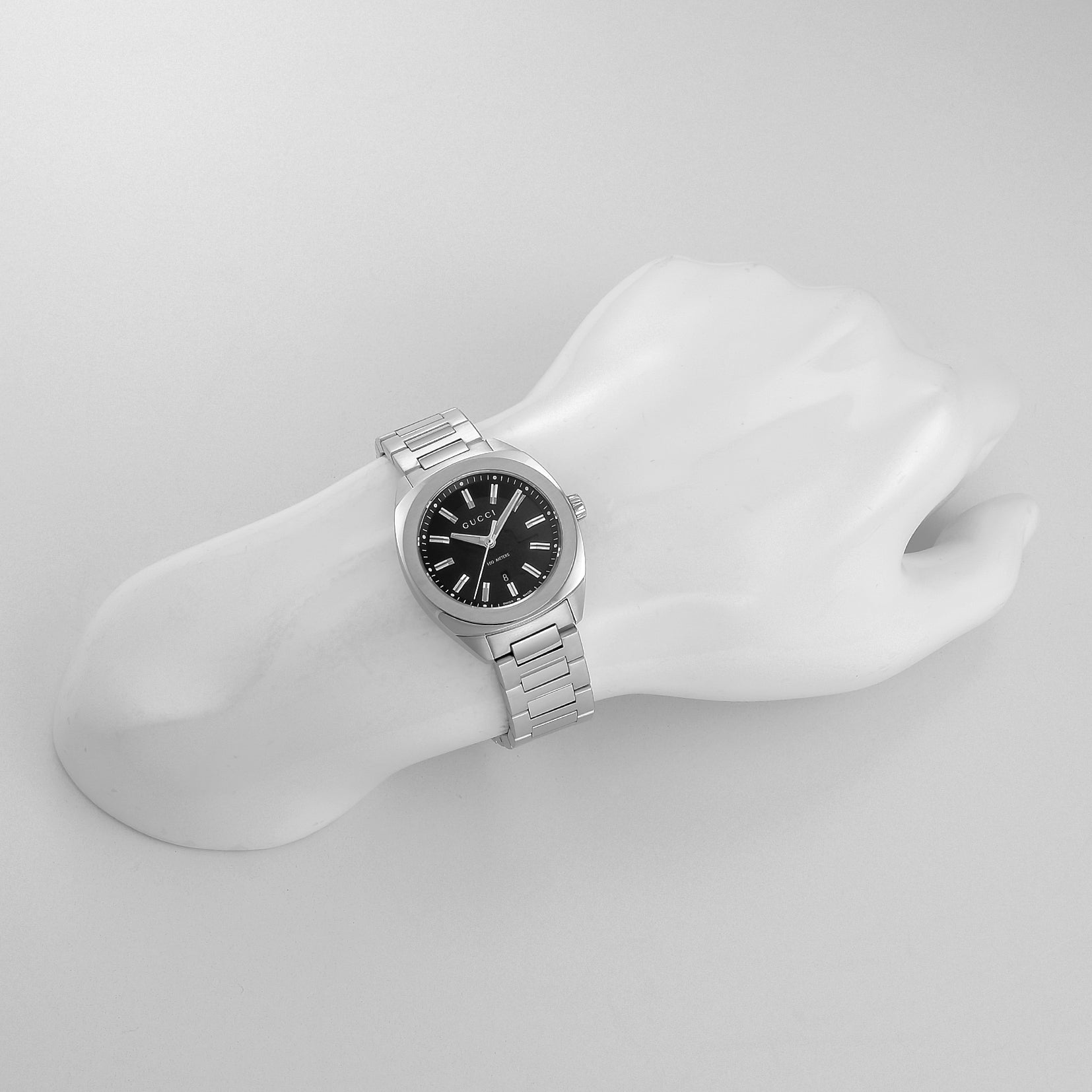 Buy Gucci G Timeless Black Dial Silver Steel Strap Watch for Men - YA142401 in Pakistan