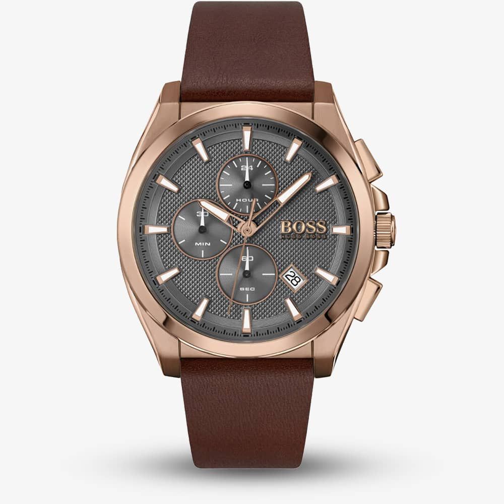 Buy Hugo Boss Mens Quartz Brown Leather Strap Grey Dial 46mm Watch - 1513882 in Pakistan