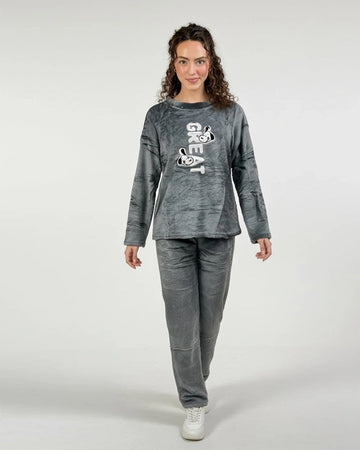 Buy Sajiero Fleece Pajama Suit - Grey Cozy in Pakistan
