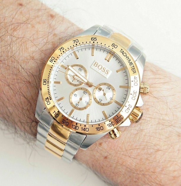 Buy Hugo Boss Mens Chronograph Two-tone Silver Dial Watch - 1512960 in Pakistan