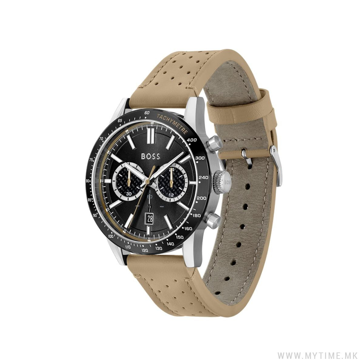 Buy Hugo Boss Mens Chronograph Quartz Leather Strap Black Dial 44mm Watch - 1513964 in Pakistan