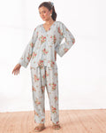 Buy Sajiero Linen Pajama Suit with Scrunchie - Rose Mist in Pakistan